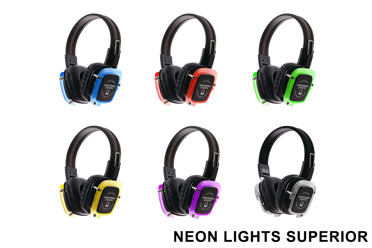 Silent Disco Kopfhörer Neon Lights Superior